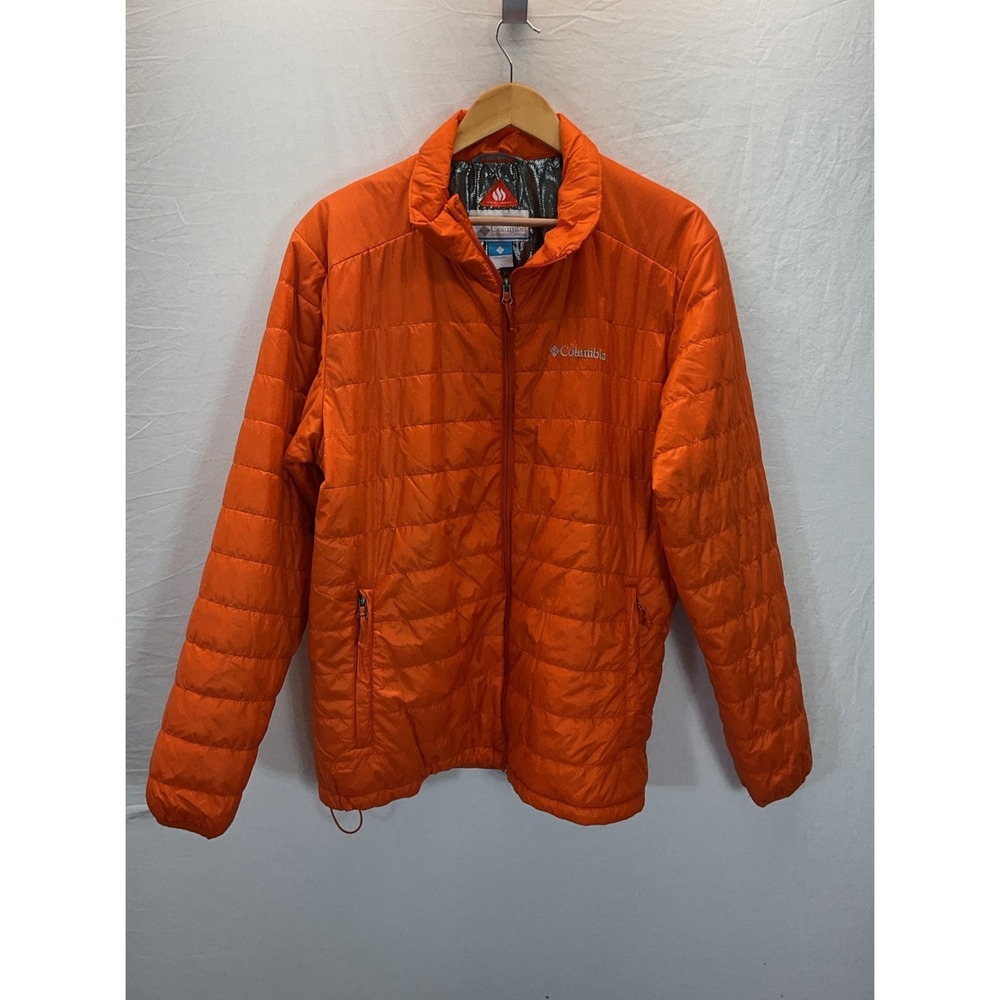 Columbia Men's Orange Omni-Heat Quilted Puffer Jacket Full Zip Sz L